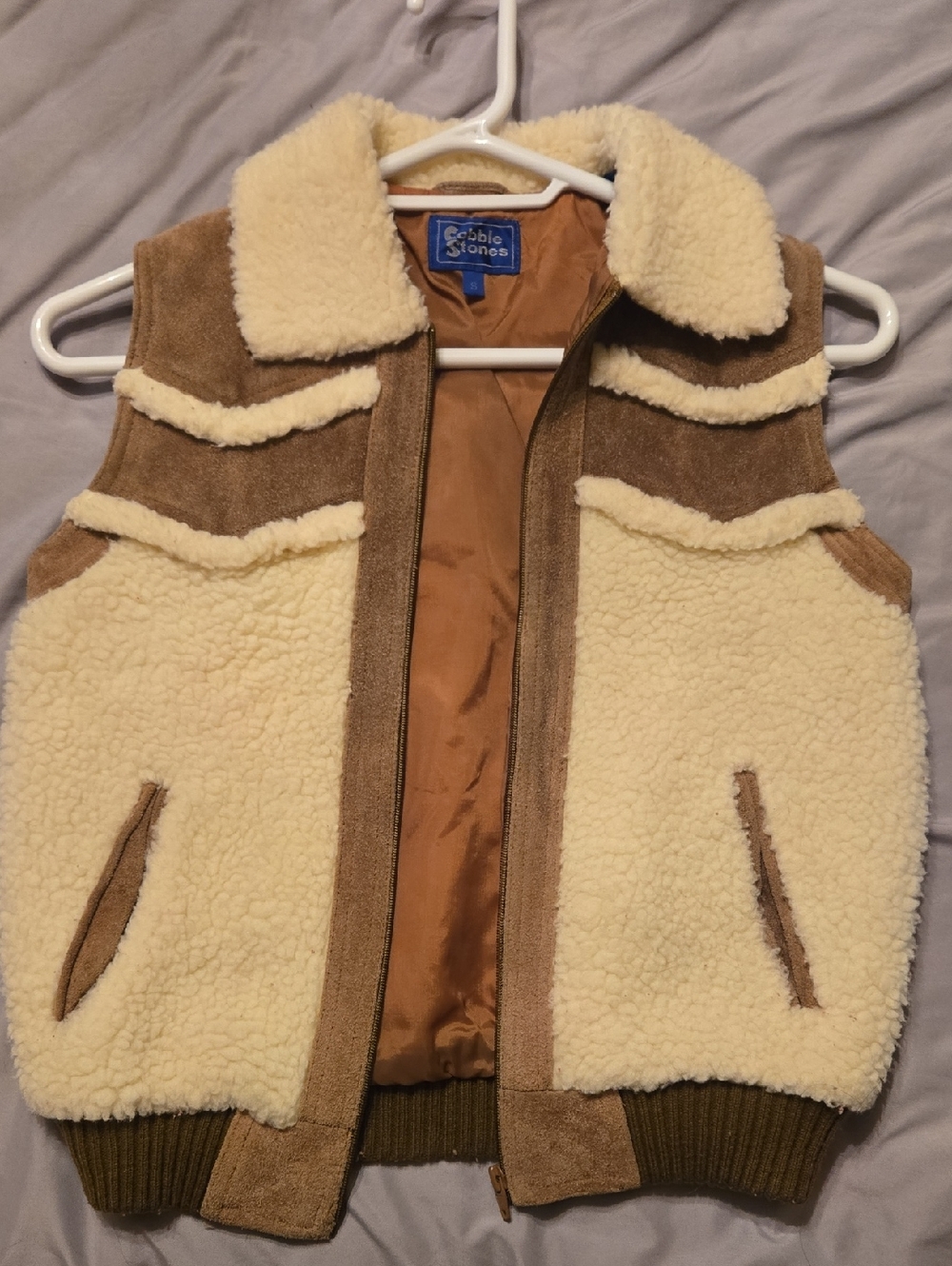 Vintage Real Cowhide Cream & Brown  Vest